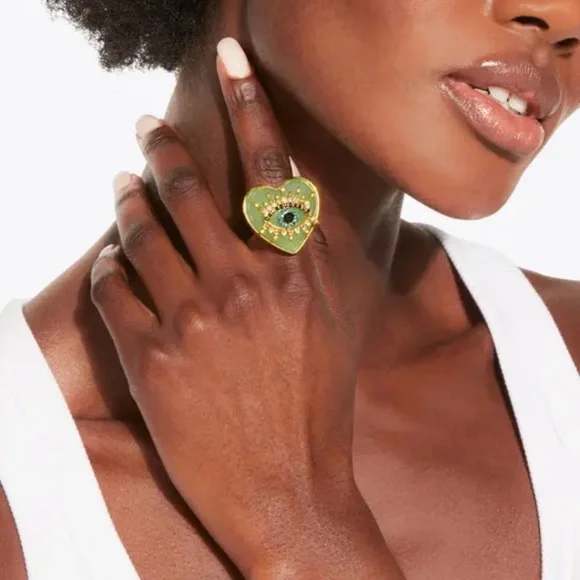 NWT Kurt Geiger Evil Eye Heart Cocktail Ring Size 8 - Picture 7 of 7